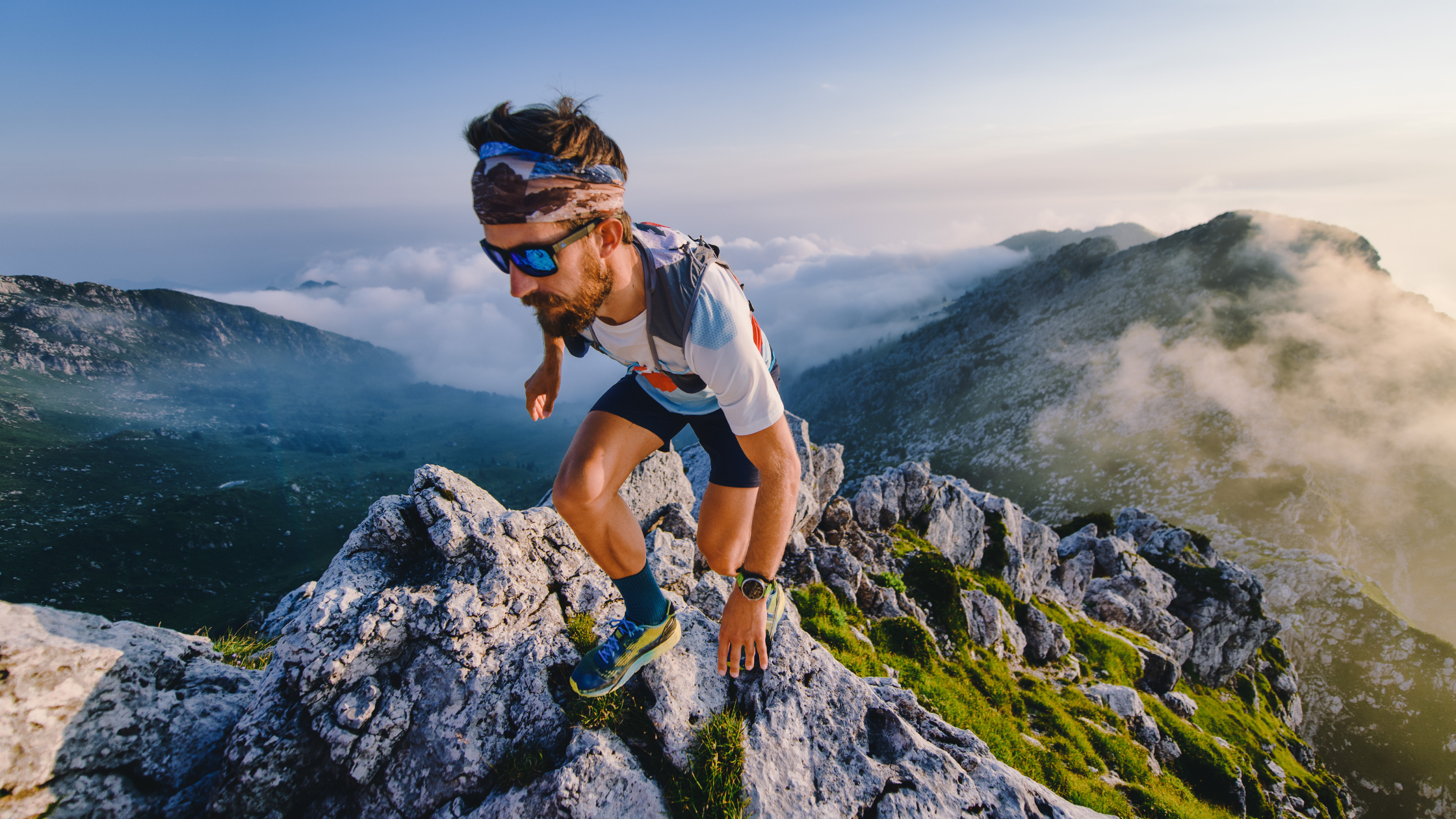 Athlete on mountain top